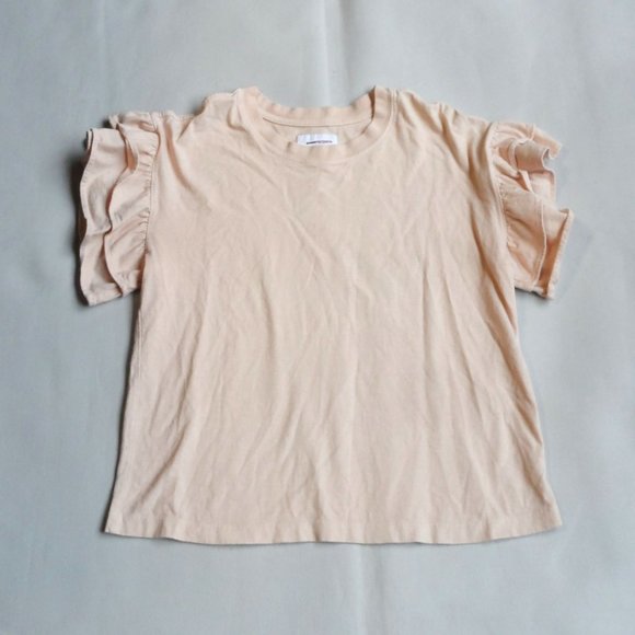 New$215 CURRENT/ELLIOTT THE CARINA RUFFLE-TRIMMED COTTON-JERSEY TOP Tee 2 - Picture 11 of 13
